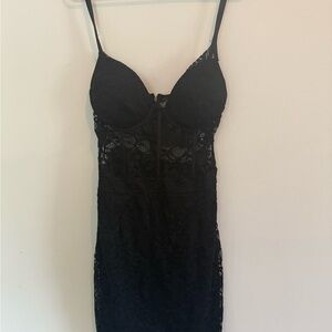 HAUTE MONDE Black Lace Bodycon Dress Size Large